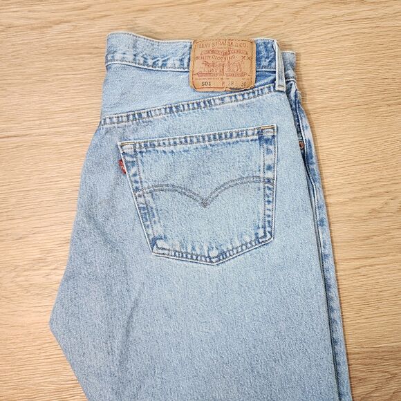 Vtg Levis 501 Denim Jeans Mens 36x30 Original Button Fly Columbia 38x30 Distress - Picture 1 of 14